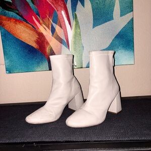 Cream Aldo Heel Boots zippered back retro party shoes indie going out footwear